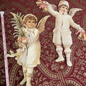 2 Vintage Christmas Large 9 inch Merrimack Publishing ornaments